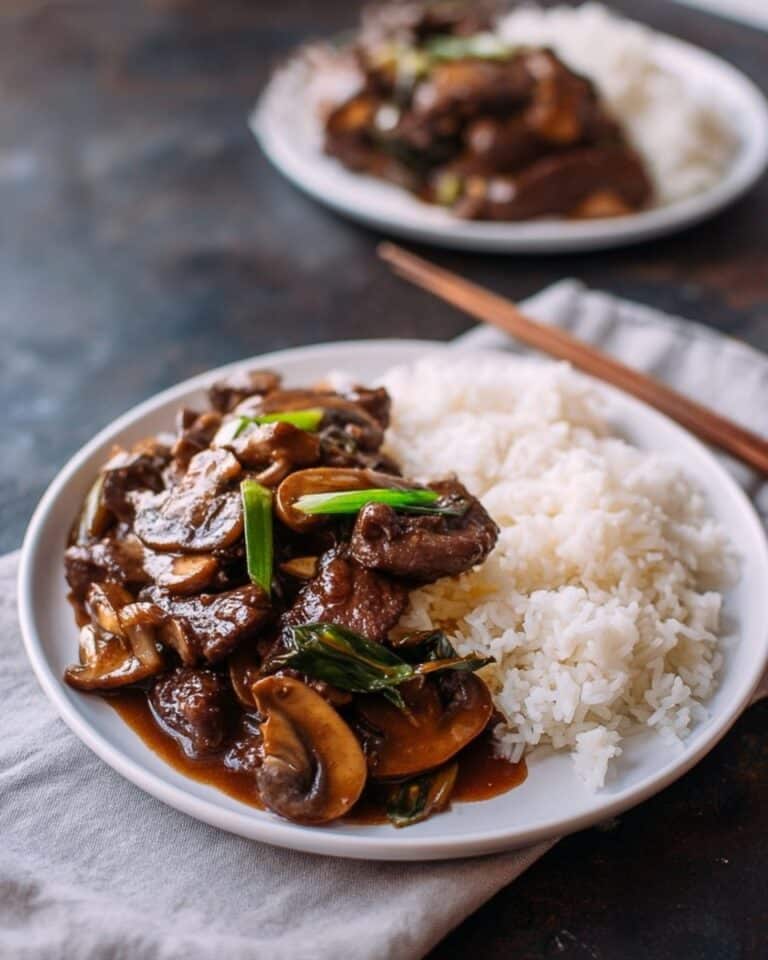 Beef and Mushroom Stir-Fry Rice Plate Recipe