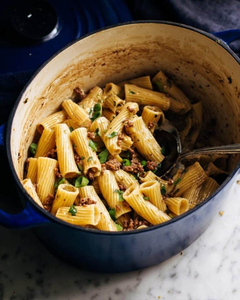 One Pot Caramelized Onion & Sausage Pasta Recipe