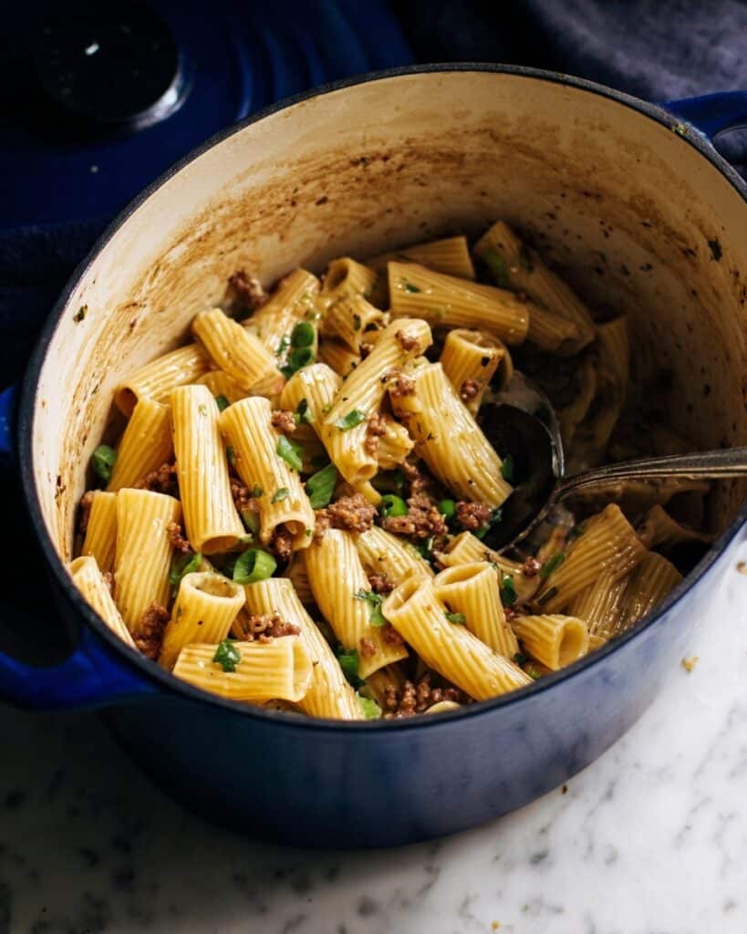 One Pot Caramelized Onion & Sausage Pasta Recipe