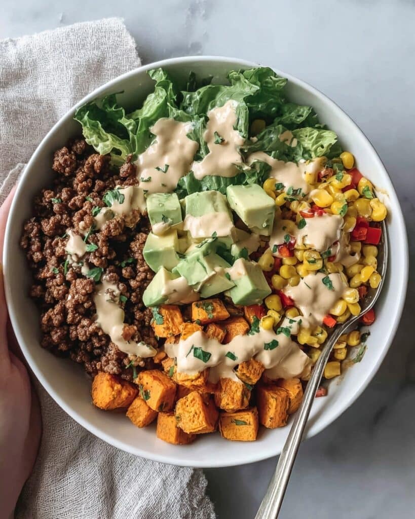 Street Corn Inspired Beef Bowls with Sweet Potato Recipe