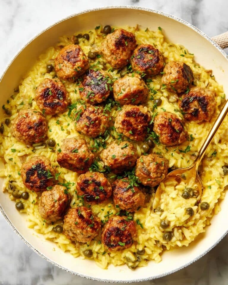 Chicken Piccata Meatballs and Orzo Skillet Recipe