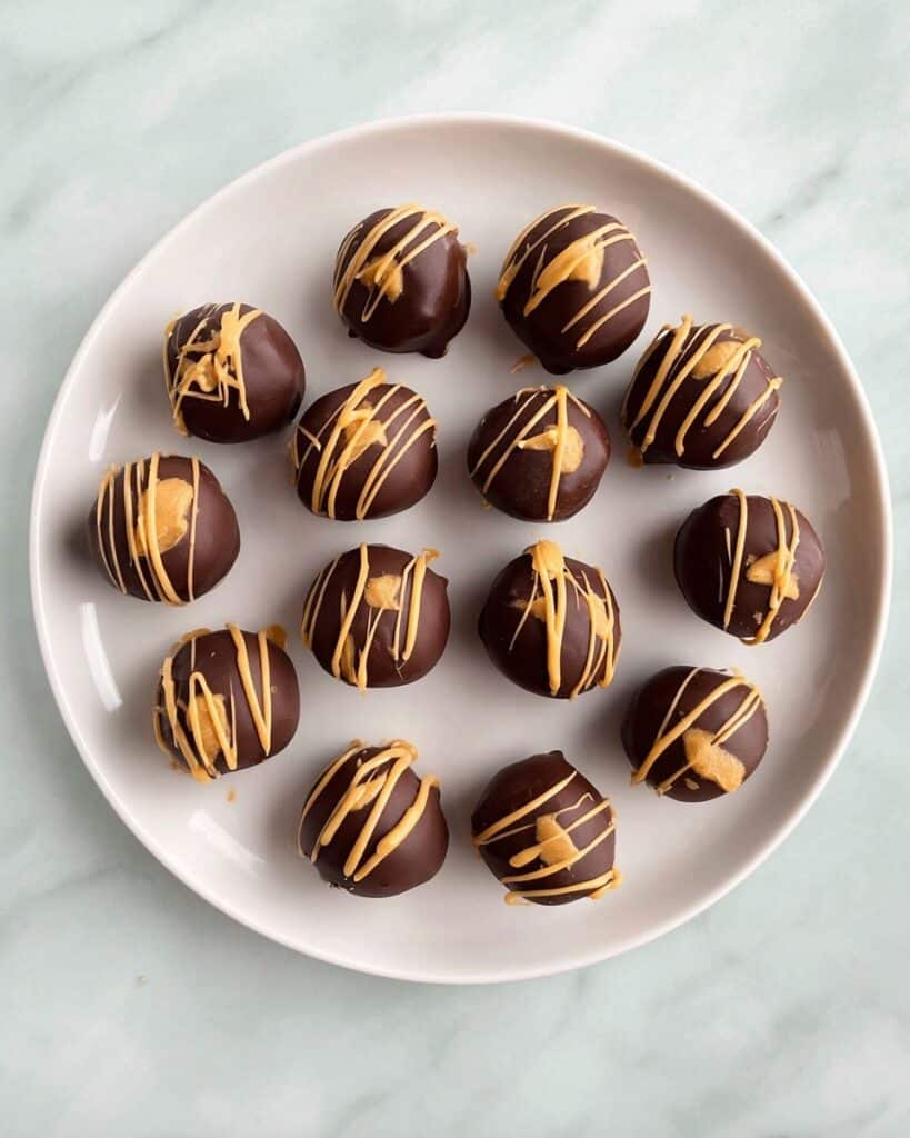 Easy Peanut Butter Balls with Dark Chocolate Drizzle Recipe