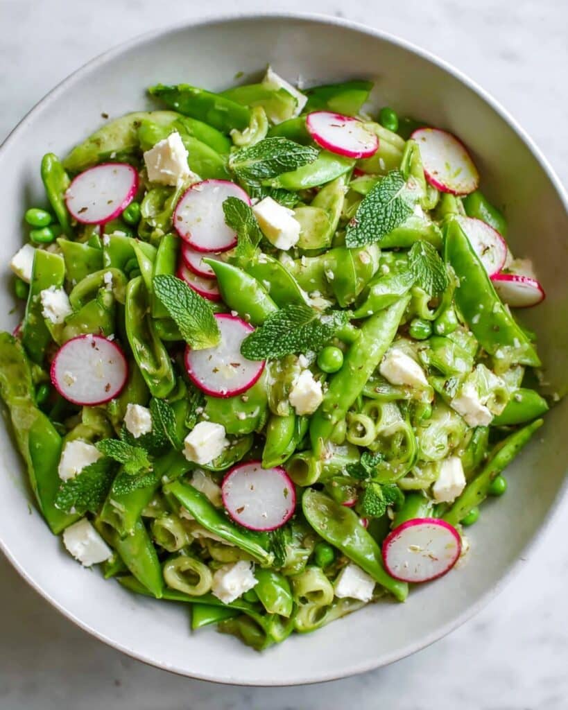 Sugar Snap Pea Salad with Lemon Vinaigrette, Feta, and Fresh Herbs Recipe