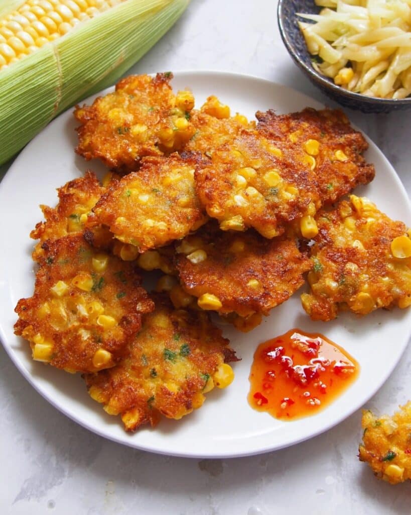 Thai Corn Fritters with Kaffir Lime and Sweet Chili Sauce Recipe