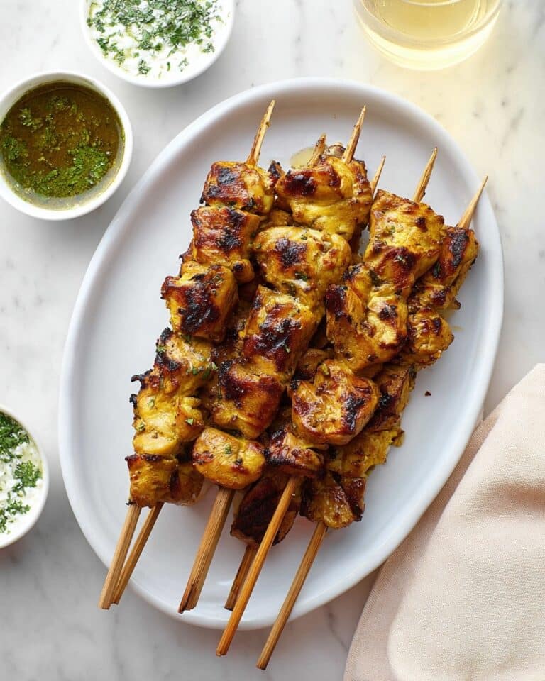 Yogurt-Marinated Chicken Skewers with Harissa and Garlic Recipe