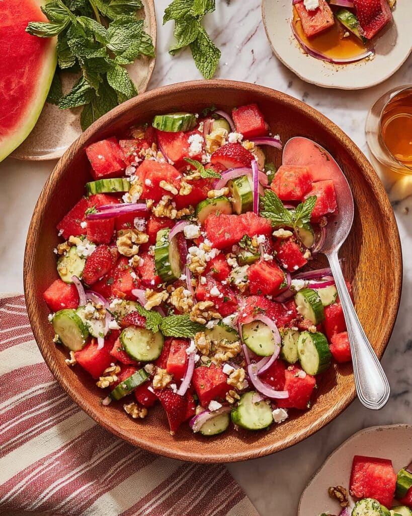 Watermelon Feta Salad with Candied Walnuts Recipe