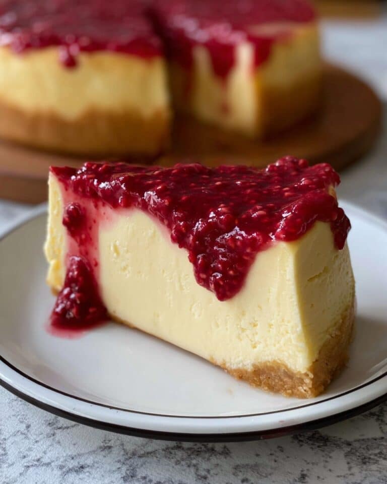 4 Ingredient Lemon Cottage Cheesecake with Raspberry Topping Recipe