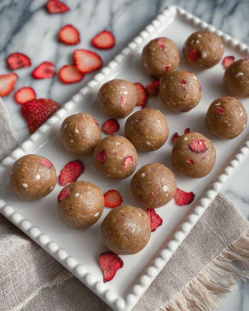 Strawberry Peanut Butter High Protein Energy Bites Recipe