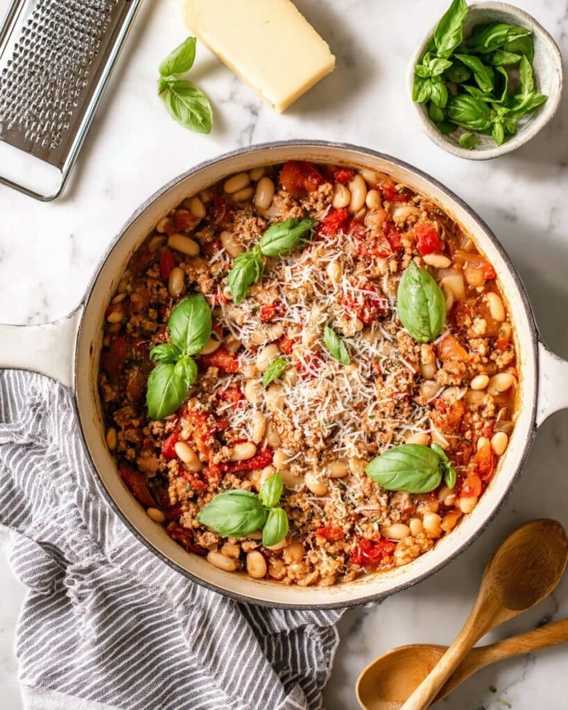 Turkey and White Bean Skillet with Burst Cherry Tomato Sauce Recipe