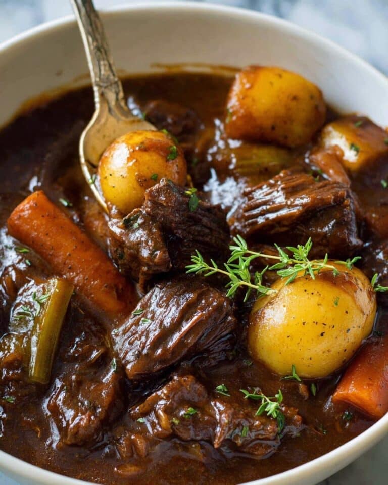 Hearty Red Wine Beef Stew with Potatoes and Herbs Recipe