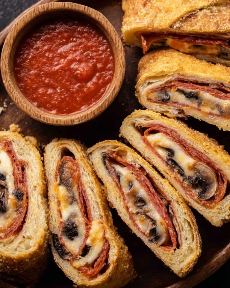 Sautéed Mushroom and Pepperoni Stromboli Recipe