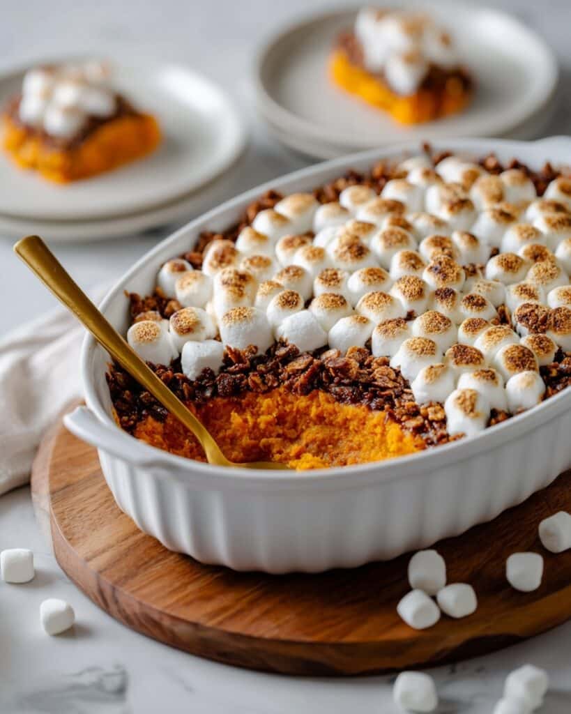 Sweet Potato Casserole With Marshmallows, Pecans, And Cornflakes Recipe