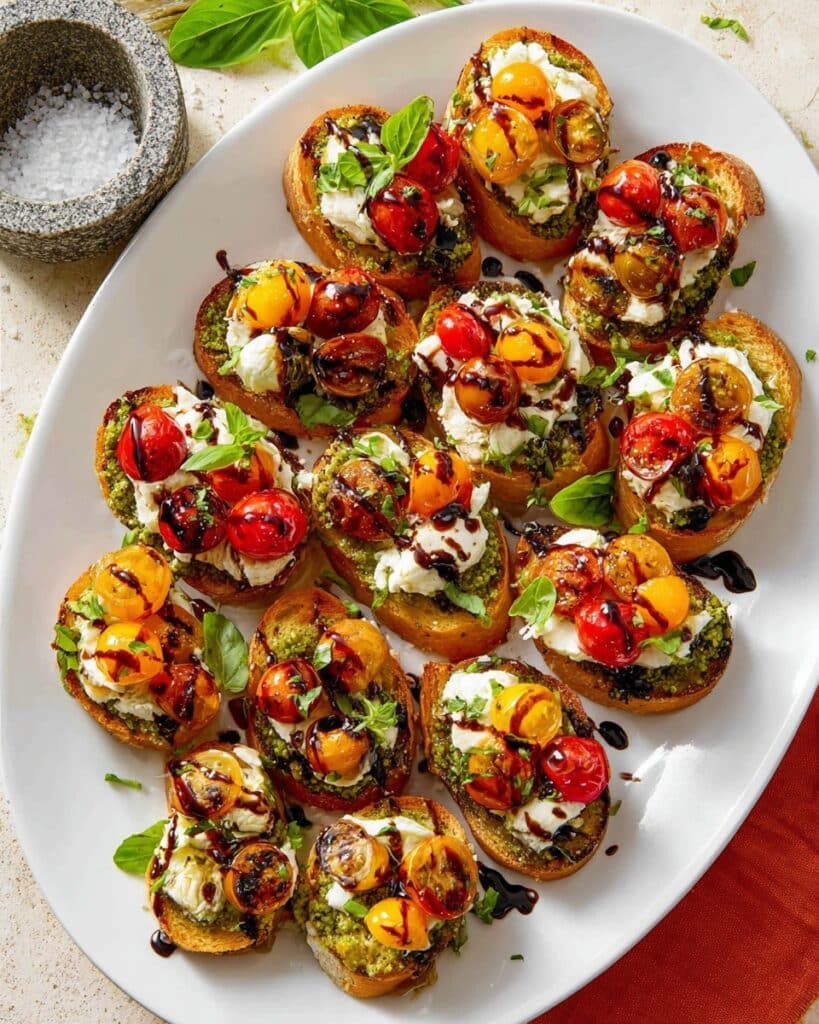 Pesto Caprese Crostini Recipe
