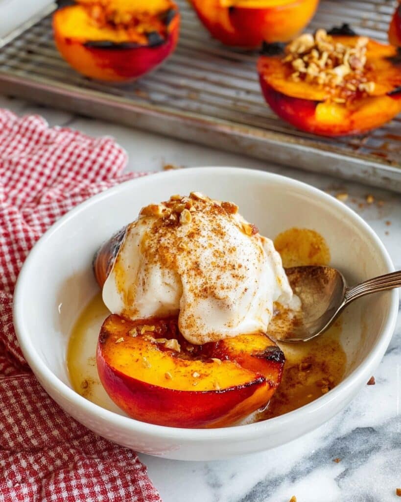 Air Fryer Peaches with Cinnamon Brown Sugar Butter Recipe