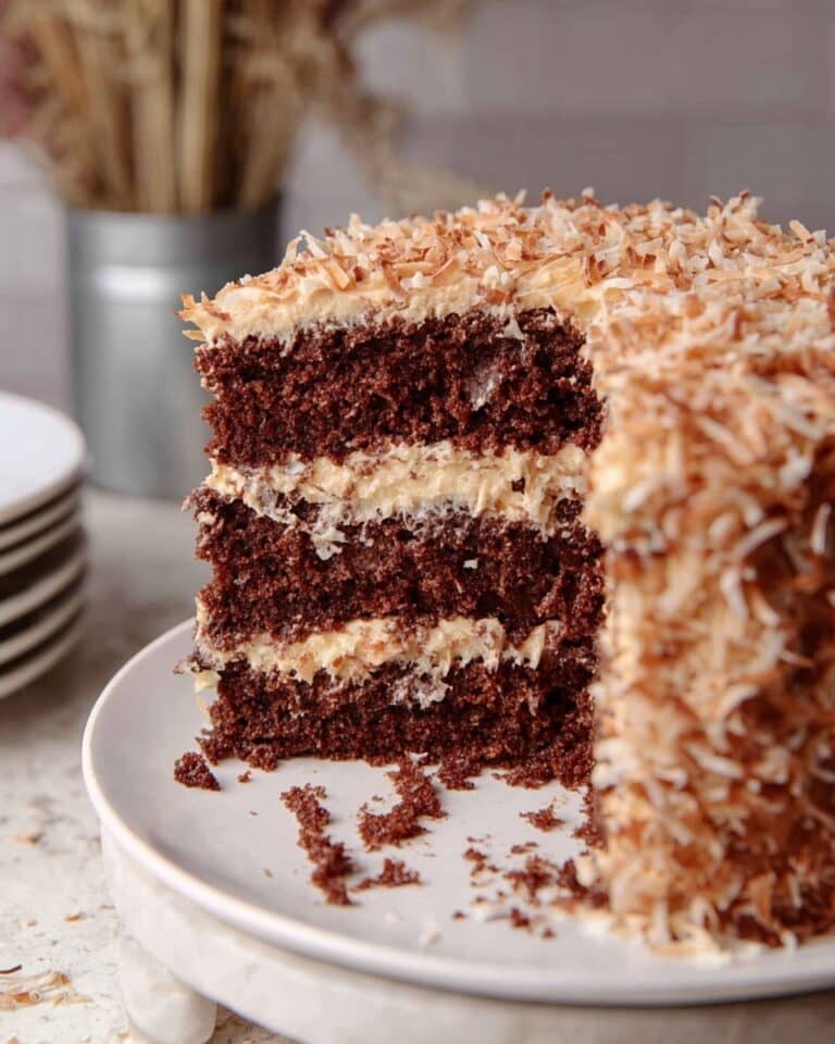 Sour Cream German Chocolate Cake with Coconut Pecan Frosting Recipe