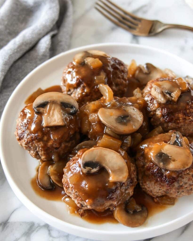 Mini Salisbury Steaks in a Muffin Tin with Brown Mushroom Gravy Recipe